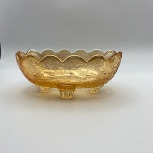 Vintage floragold Jeanette small footed candy trinket dish 5x3”